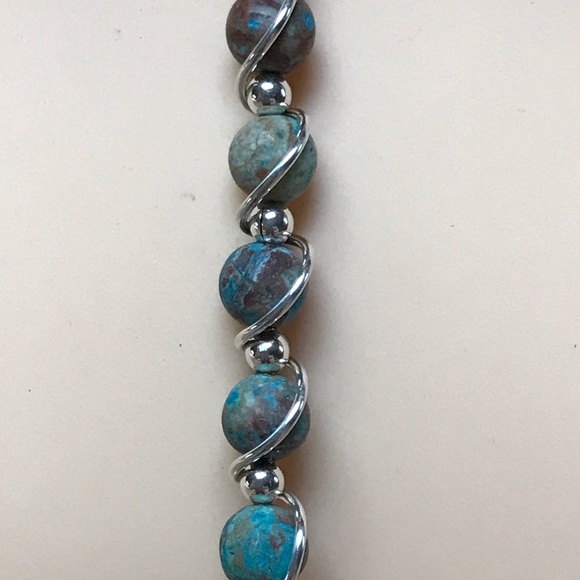 Necklace- Blue Crazy Lace Agate Sterling Silver Y Neclace - Picture 5 of 7